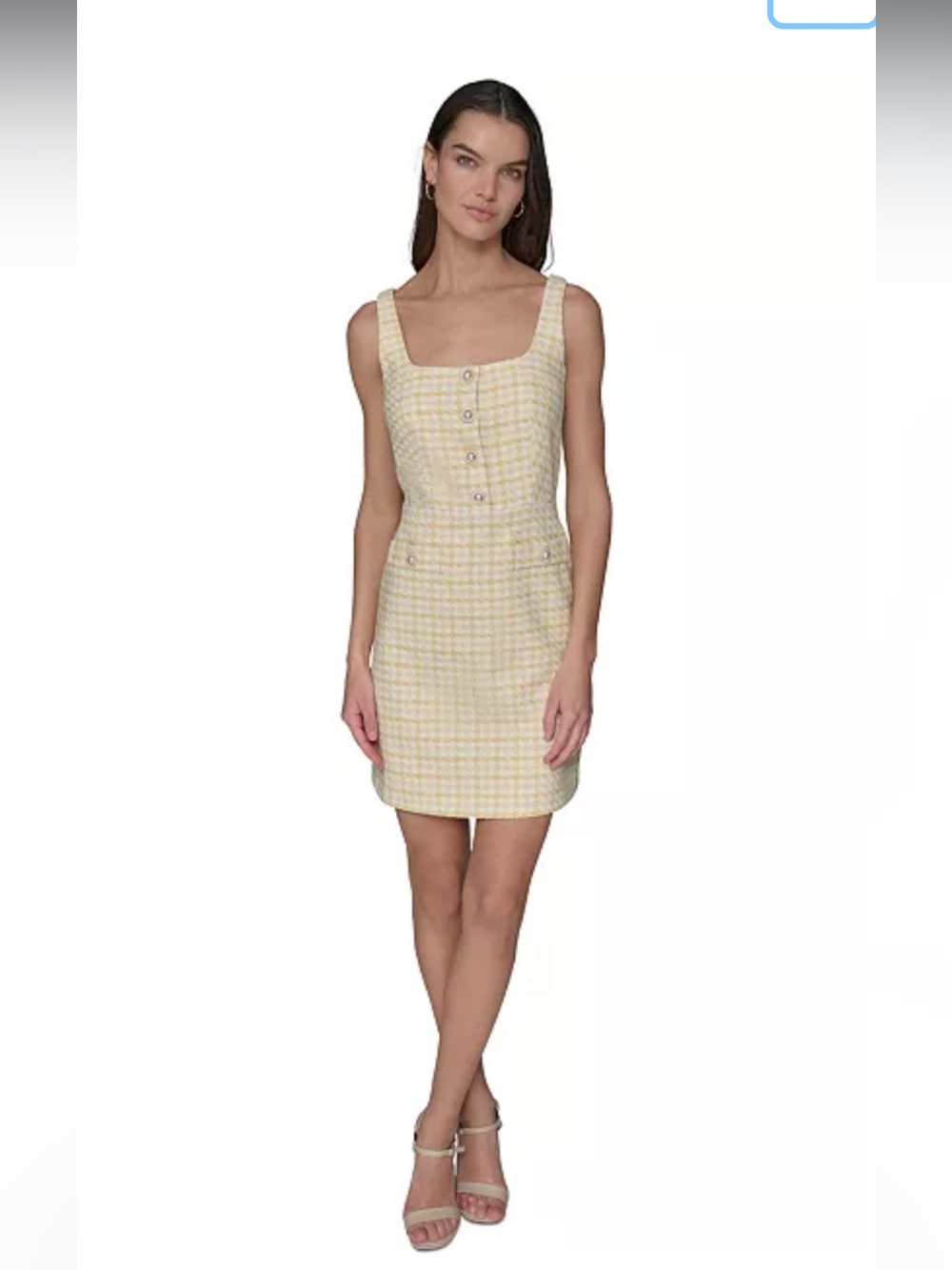 NWT Karl Lagerfeld Yellow and White Boucle Tweed Mini Dress 8